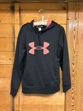 Under Armour Black Hoodie with Coral Logo